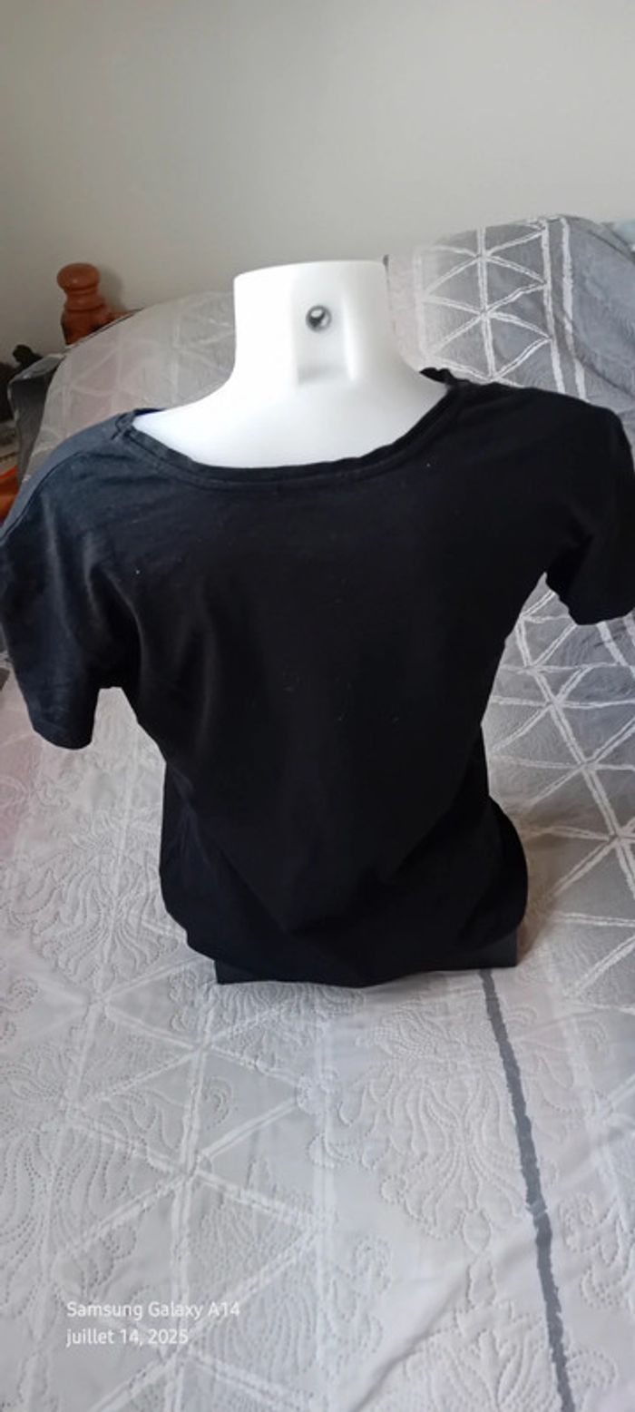Haut noir motif fleurs avec broderies et clous femme S zara - photo numéro 7