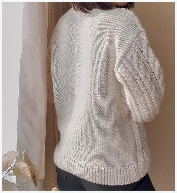 Pull torsadé blanc XS - H&M - très bon état - photo numéro 3