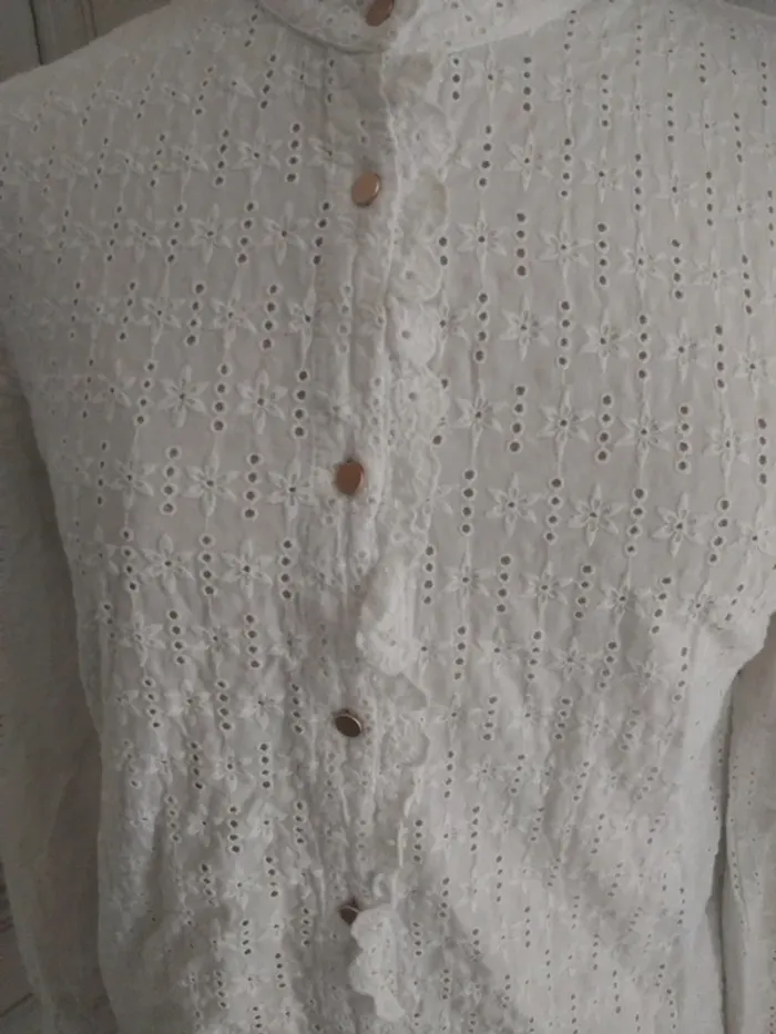Blouse chemisette blanche stylé rétro Lovie & co t 38 m - photo numéro 2