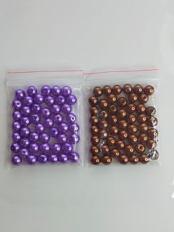 100 perles de verre 8mm nacrées 50 violettes + 50 marron Lot n°5615