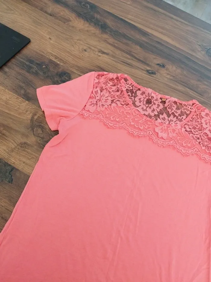 Tee-shirt rose à dentelle "123"-  Taille 38 - photo numéro 8