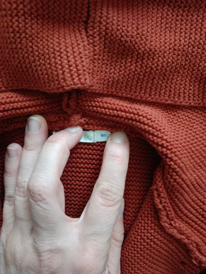 Gilet à capuche oreilles d'ours brique Bout'chou 9 mois - photo numéro 2