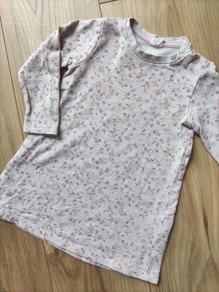 Robe sweat grise fleurie H&M 12-18mois