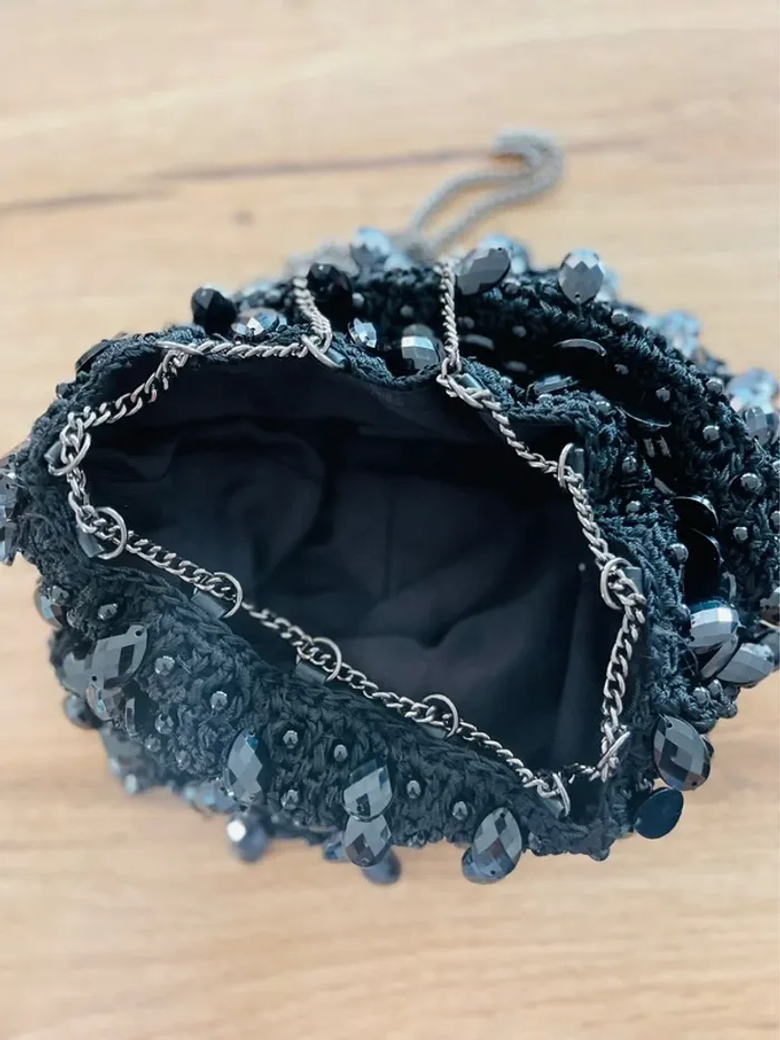 Bourse pochette Zara Woman noire perlée - photo numéro 4