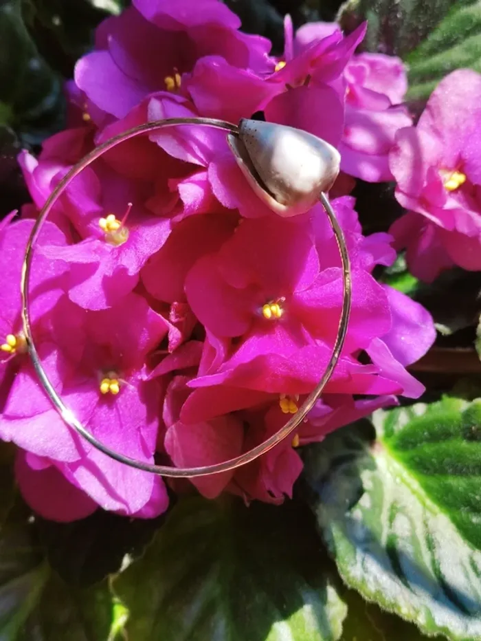 🐚 bracelet jonc argent et coquillage pièce unique 🌺Hawaï 👄 - photo numéro 2