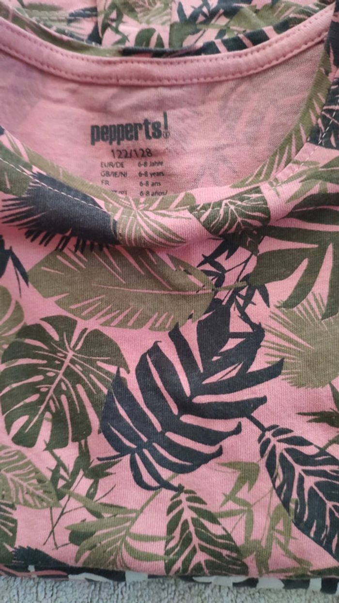 Pepperts Lot de 2 t-shirts manches courtes 8 ans rose marron vert - photo numéro 4