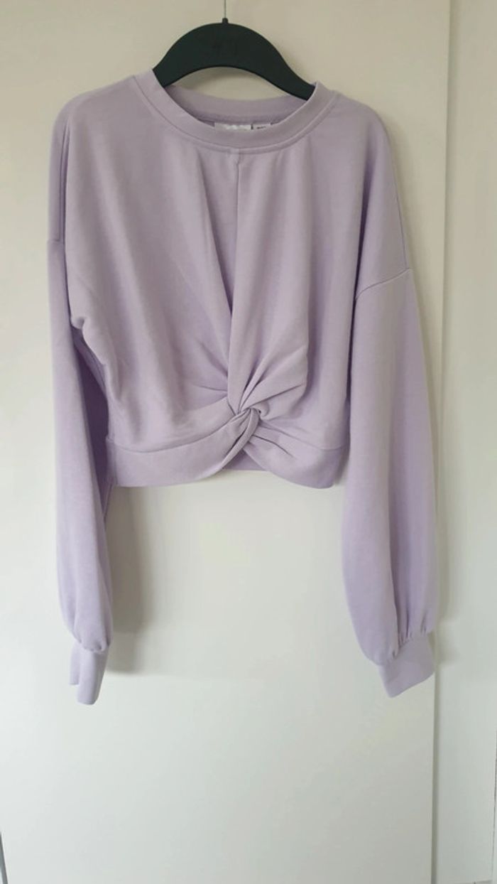 Sweat-shirt crop top lilas, taille XS, Noisy May