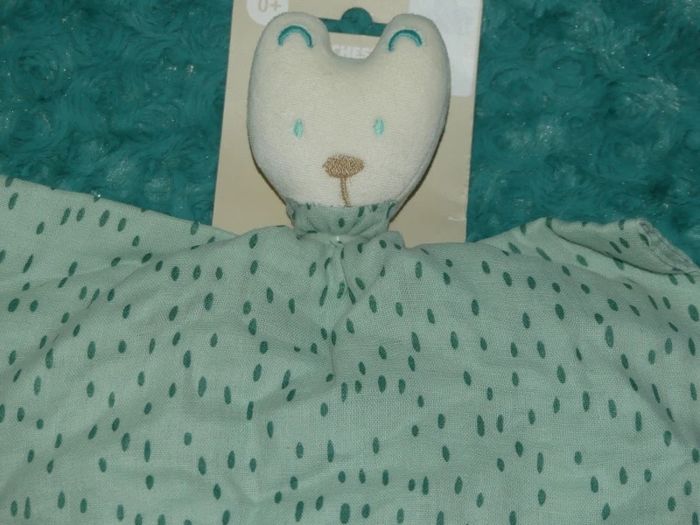 Doudou plat chat/ours lange vert Orchestra 😸Neuf - photo numéro 2