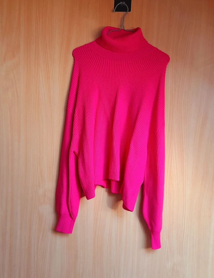 Pull à Col roulé rose fuchsia taille XL - photo numéro 2