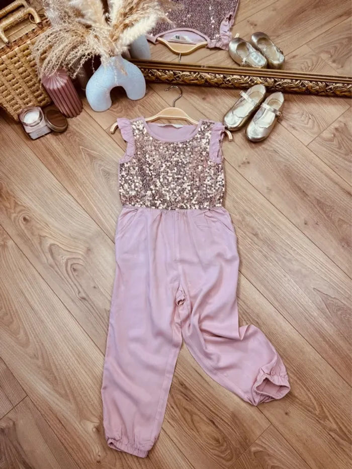 Taille 3-4 ans Salopette cérémonie fille H&M rose doré * Sequins * 🌸