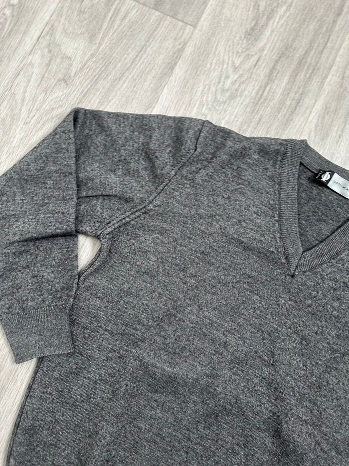 Pull gris moucheté en laine mérinos TS - photo numéro 5