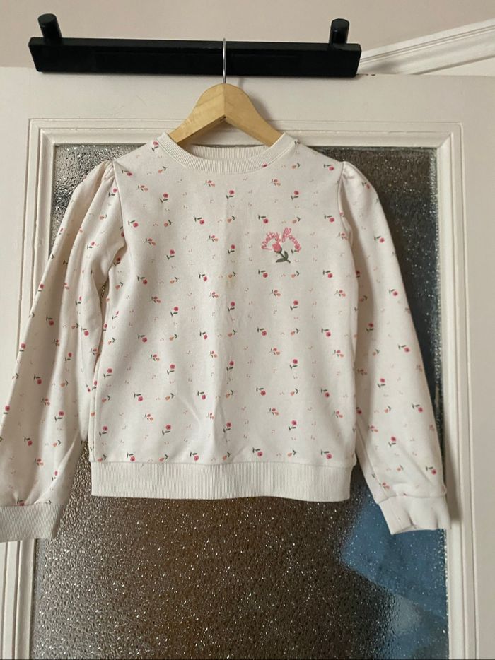 Pull blanc  motifs  floraux Jiabi