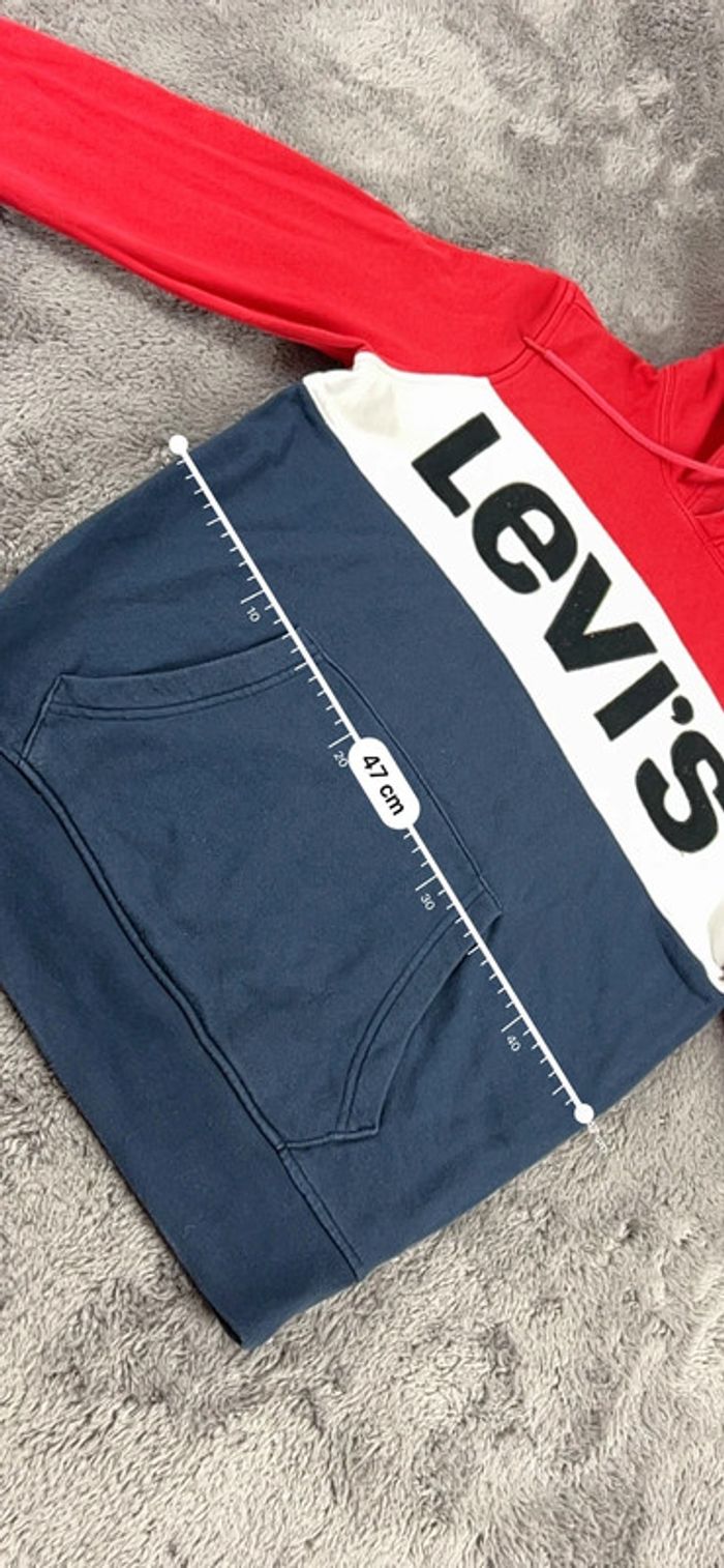 Sweat à Capuche Levi’s 100% coton Rouge, Blanc et Bleu Marine Taille S - photo numéro 4