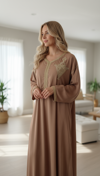 Caftan Brodé Khanjar marron, Gandoura marocaine