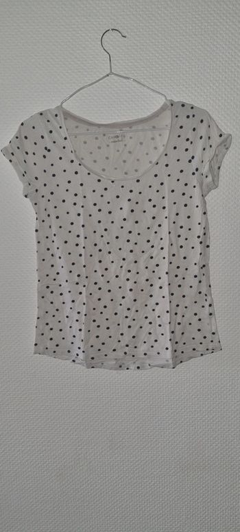 T-shirt à pois manches courtes taille 36 / S Camaïeu