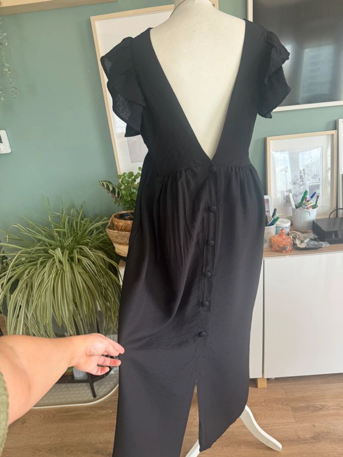 Longue robe noir dos nue en viscose taille L/XL/XXL fluide - photo numéro 3