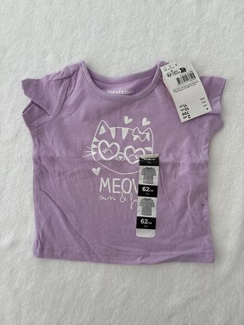 Tee shirt violet avec chat 3 mois