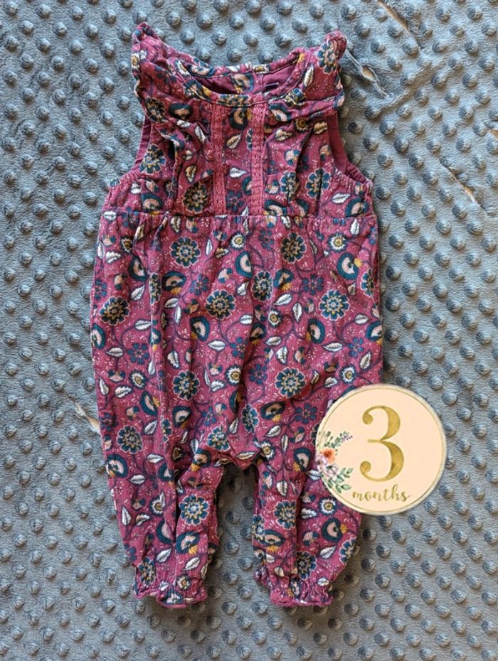 combinaison bébé sergent major - velours côtelé fleuri - taille 3 mois - très bon état