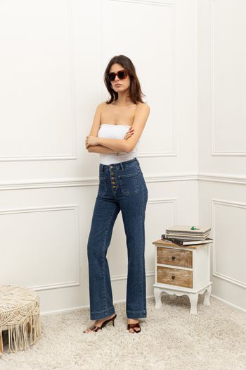 Jeans 5 boutons wide leg taille 34
