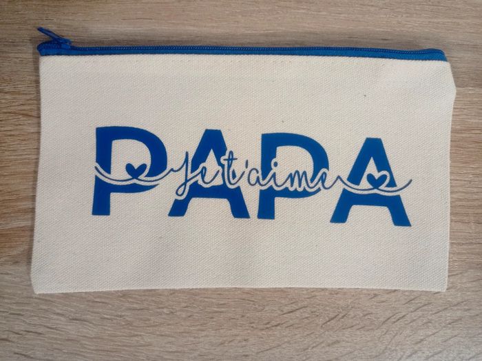 Trousse plate en toile papa je t'aime