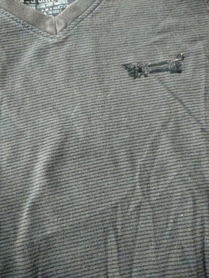 Tee-shirt manches longues rayures gris noir rg512 10 ans - photo numéro 2