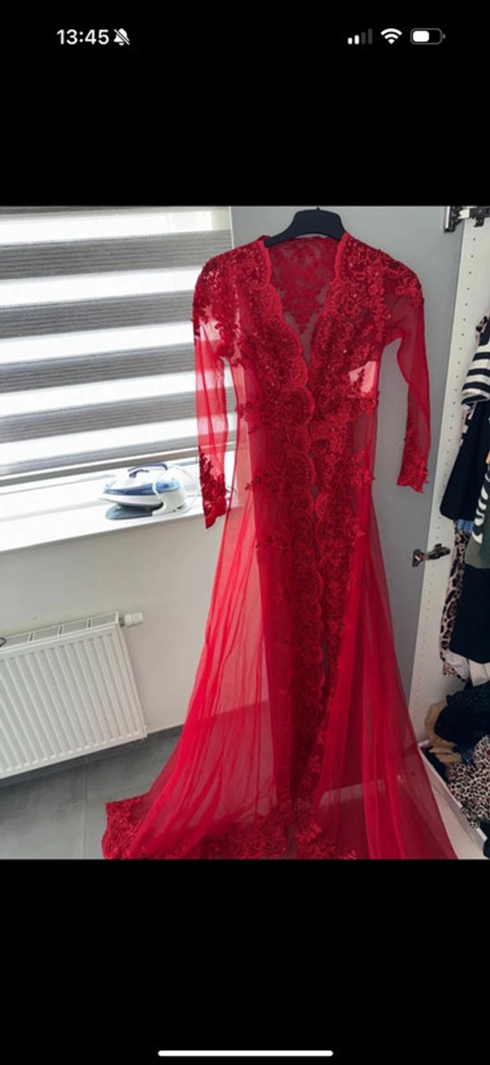 Magnifique caftan neuf taille xs rouge - photo numéro 4