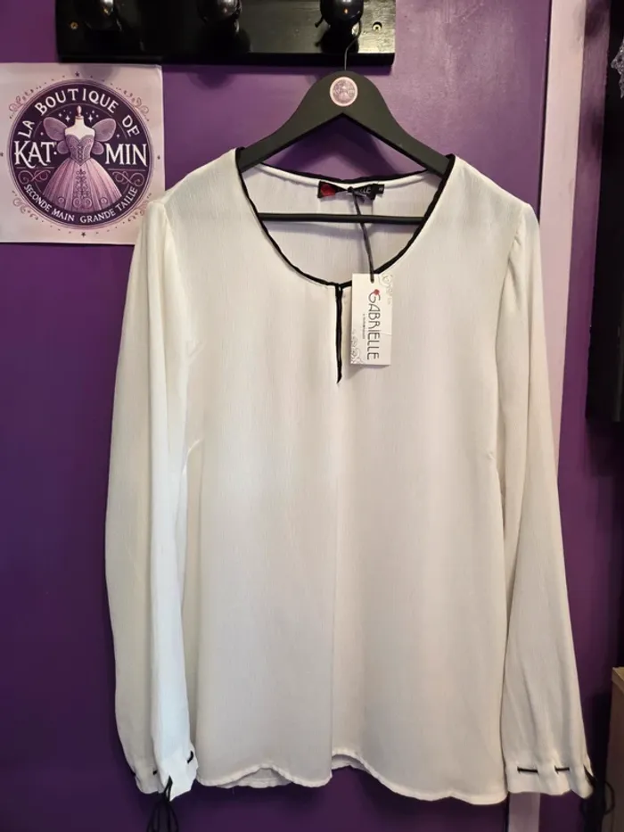 Blouse manches longues blanche T46 Gabrielle