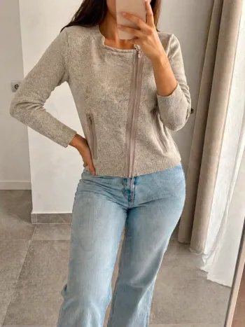 💎 Pull / gilet beige zippé - Grace et Mila – chic & minimaliste - Taille S