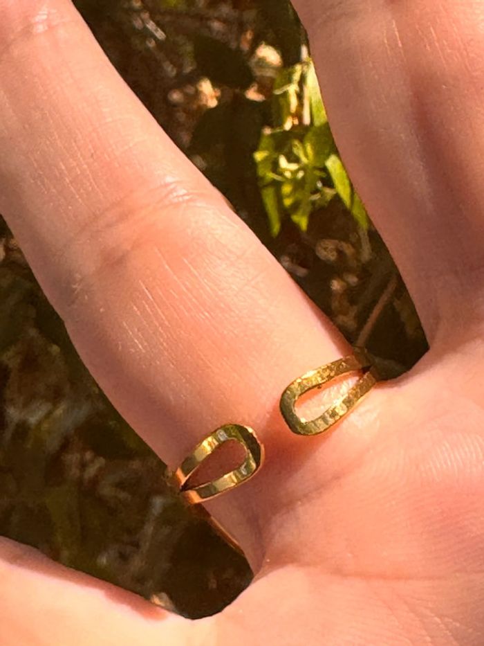 Grosse pavé résine écrue acier inoxydable or réglable - photo numéro 3