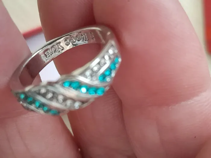 Bague avec strass transparents et bleus, taille 53 (doigts fins) - photo numéro 5