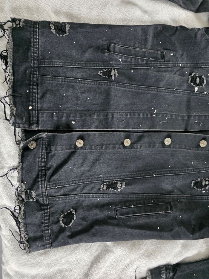 Veste en jean noir longue - photo numéro 3