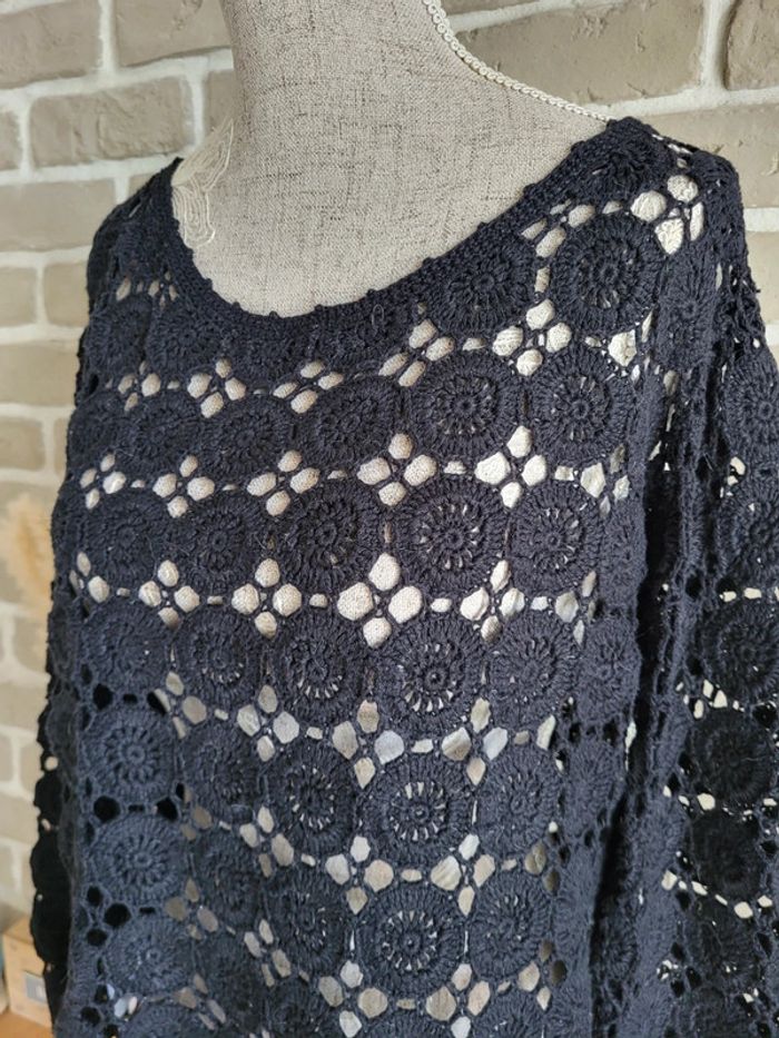 Beau pull en crochet noir Laura Ashley - Bohème chic - photo numéro 4