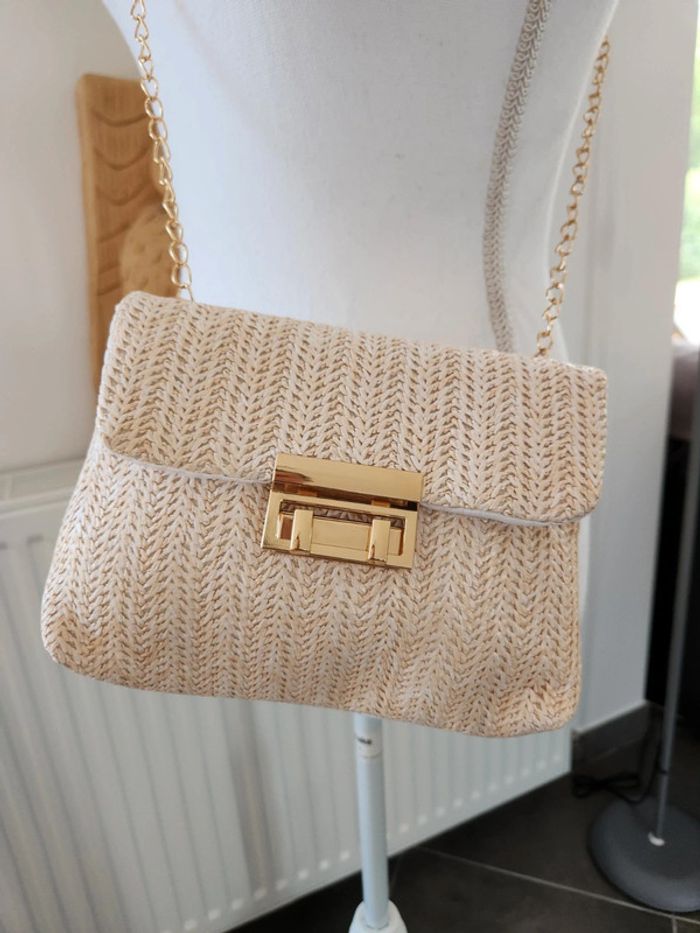 Sac/ pochette en paille tresée beige - photo numéro 3