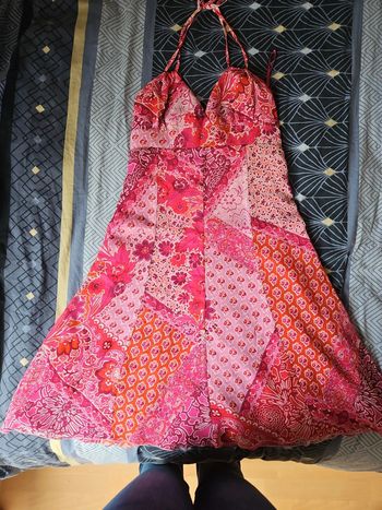 Superbe robe fleurie fushia 38 camaieu