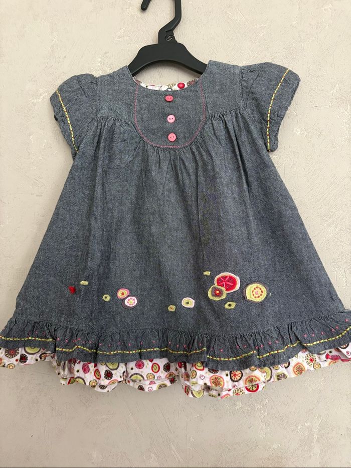 Robe denim brodée Catimini – 12 mois - photo numéro 2