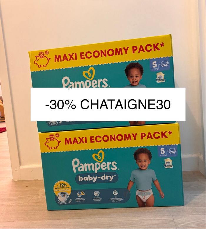 Lot 2 packs  188 Couches pampers baby dry taille 5 neuf