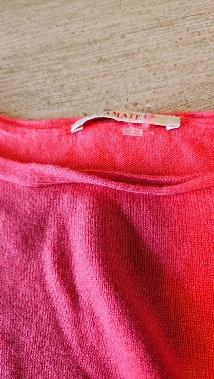 Pull léger rose fushia, à manches courtes, Camaïeu, T 1 36/38 - photo numéro 5