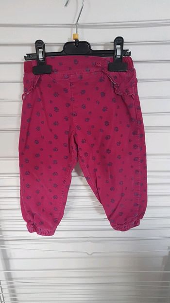 Pantalon roses pattes de chat violettes 86 cm