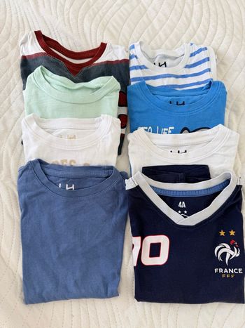 👕 Lot 8 t-shirts - taille 4 ans - garçon - multi marques - très bon état - bon état - satisfaisant   