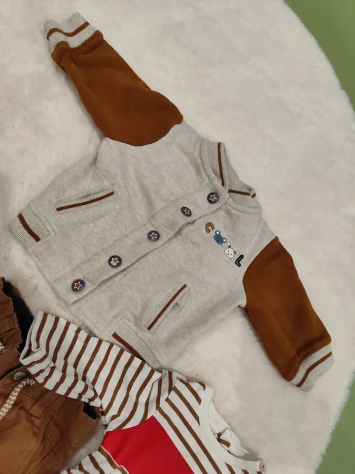 Ensemble 3 pièces 3 mois marron beige - photo numéro 4