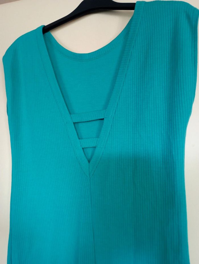 Robe d'été en maille coton vert émeraude - photo numéro 5
