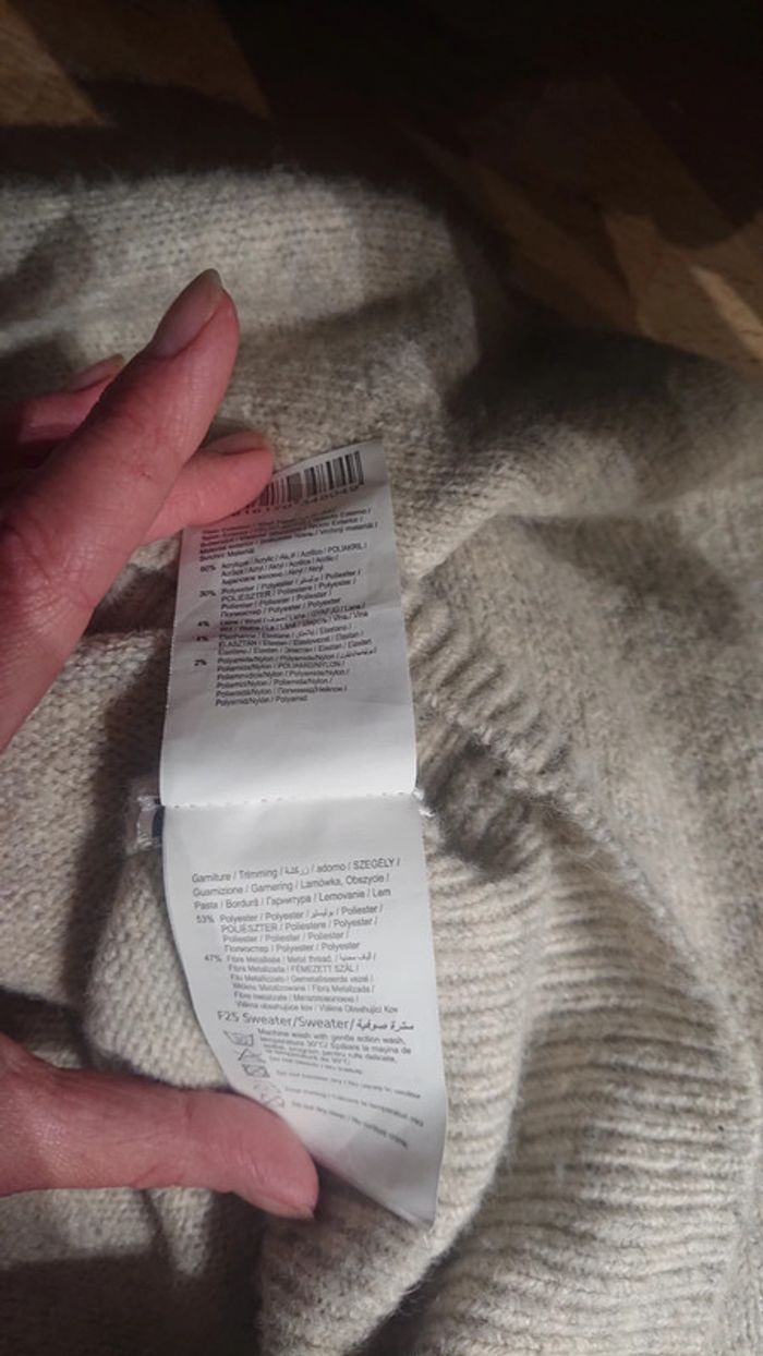 Pull gris camaieu t s avec écriture - photo numéro 3