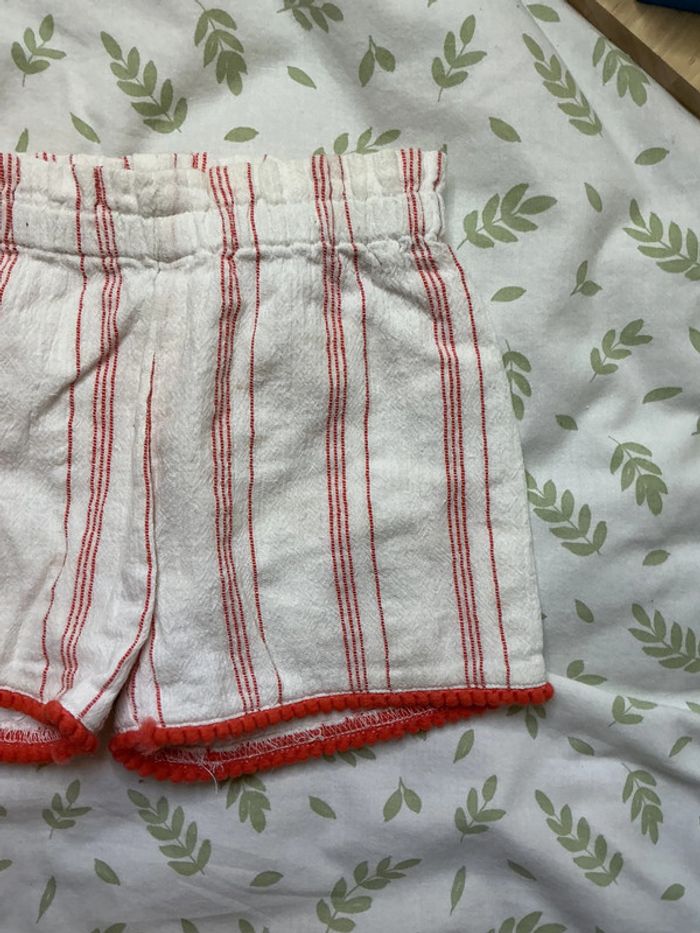 short blanc rayé corail 12 mois grain de blé - photo numéro 4