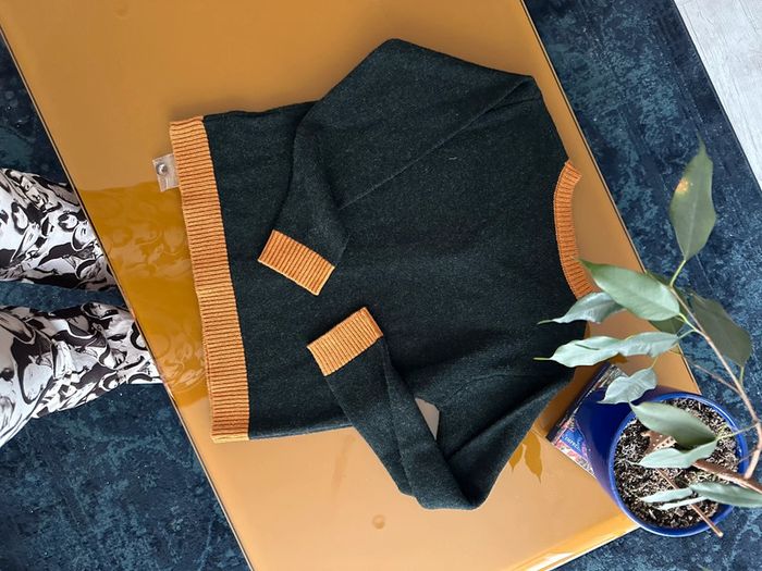 Cardigan bonton noir et marron - photo numéro 8
