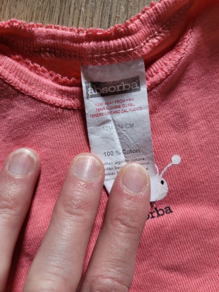 Lot 5 bodies manches courtes 12 mois absorba et petit bateau - photo numéro 3