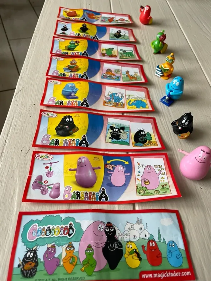 Lot de 6 Figurines Kinder Barbapapa + 7 Bpz (2011)