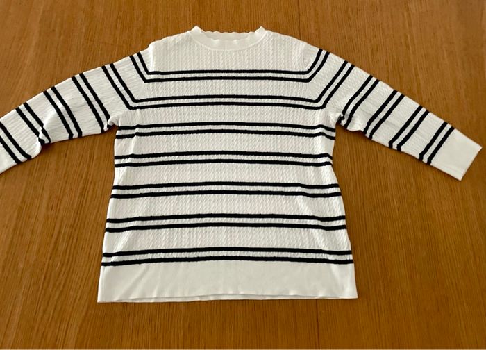 Pull fin à rayures manches 3/4 - photo numéro 2