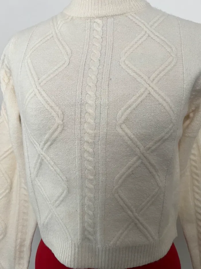 Pull blanc crème col montant Payra - photo numéro 2