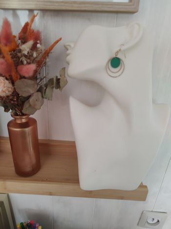 🌿 Boucles d’oreilles Cercle Vert Émeraude – Élégance & Originalité 🌿