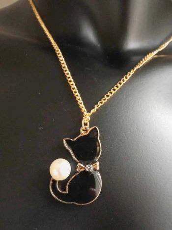 Collier fantaisie chat noir